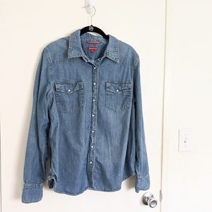 Merona Blue Jean Button Up Shacket Shirt Jacket